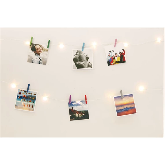 Fényfüzéres fényképtartó mini csipeszekkel 2,5 m