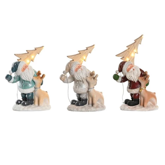 Figura LED-es mikulás 18x11x23,5 cm 3 féle