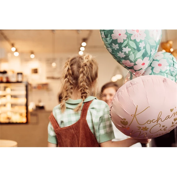 Fólia lufi szív virágokkal 45 cm mix