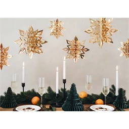 Függő dekoráció hópelyhek 15-25 cm arany S/6