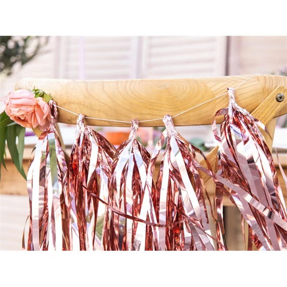 Girland bojtokkal 30 cm x 1,5 m rózsaarany