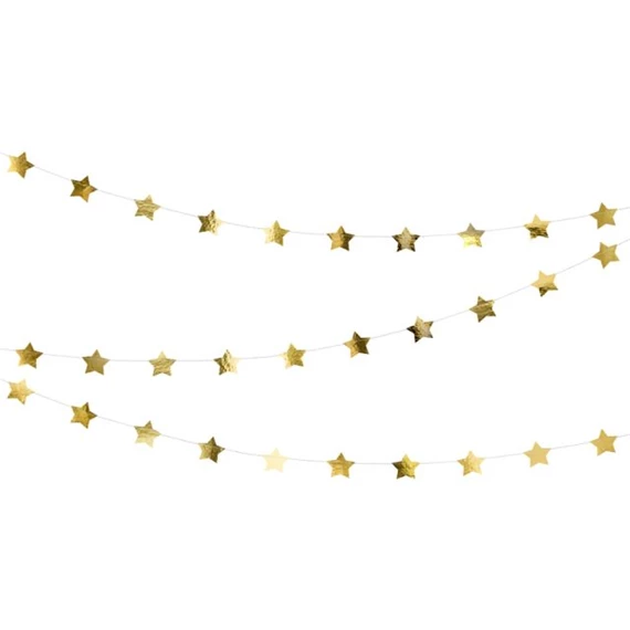 Girland csillag papír 5x3,6m arany