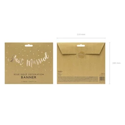 Girland felirattal "Just Married" papír 20x77cm rosegold
