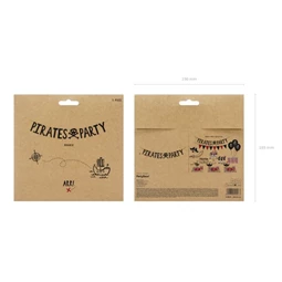 Girland felirattal "Pirates Party" papír 14x100 cm fekete