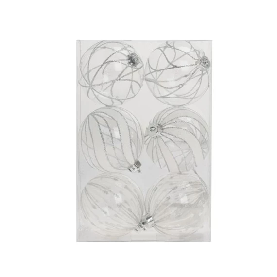 Gömb mintával, glitteres 6 cm S/6