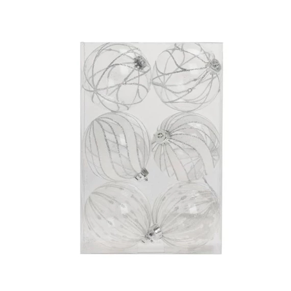 Gömb mintával, glitteres 6 cm S/6