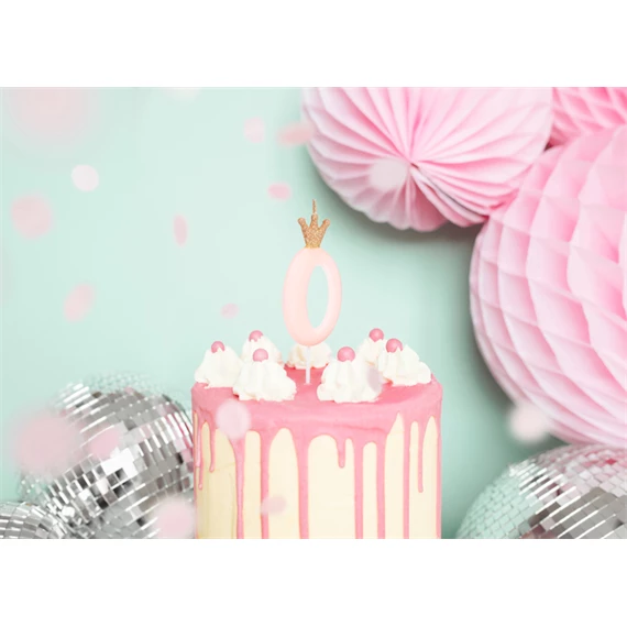 Gyertya 0-ás szám születésnapi világos rózsaszín 9,5 cm