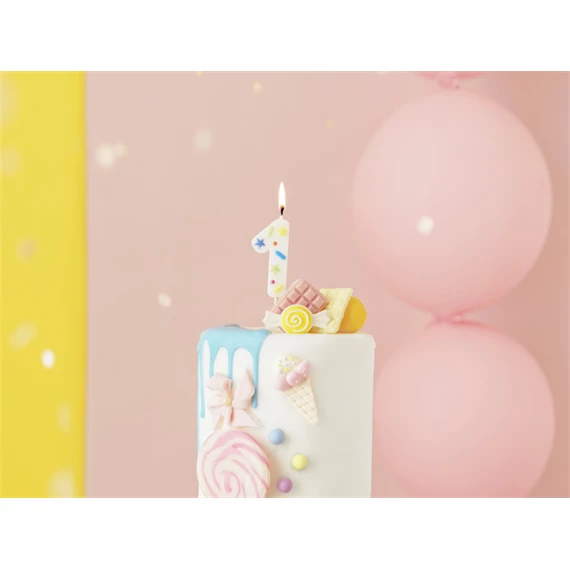 Gyertya 1-es szám születésnapi fehér konfetti 5,5 cm