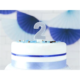 Gyertya 2-es szám születésnapi ezüst 7 cm