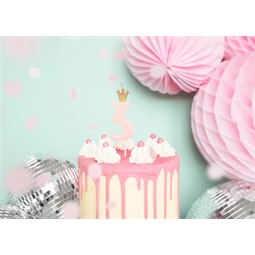 Gyertya 3-as szám születésnapi világos rózsaszín 9,5 cm