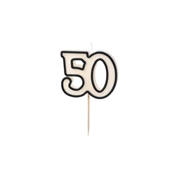 Gyertya 50-es szám születésnapi 5,5 cm fekete és fehér