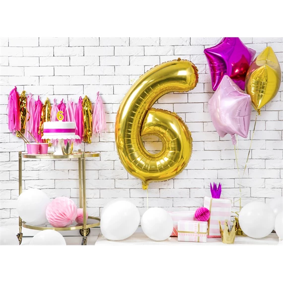 Gyertya 6-os szám születésnapi arany 7 cm