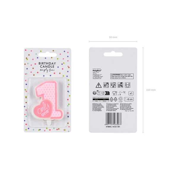 Gyertya csak egy születésnapi világos rózsaszín 8 cm