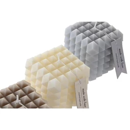 Gyertya geometrikus 8x8x7 cm 3 féle