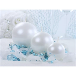 Gyertya gömb, fémes, gyöngyház, 8 cm S/6