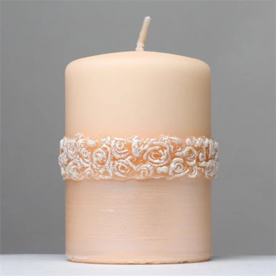 Gyertya henger, 3D virág mintával 7x10 cm