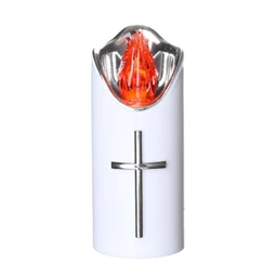 Gyertya henger kereszttel LED-es 12,5 cm
