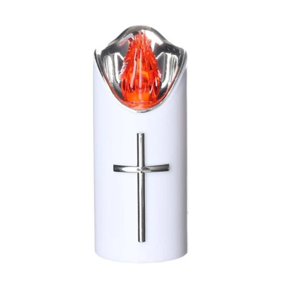 Gyertya henger kereszttel LED-es 12,5 cm