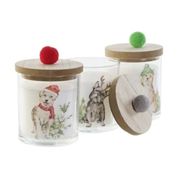 Gyertya pomponnal, kutyás 8x8x11 cm 2 féle