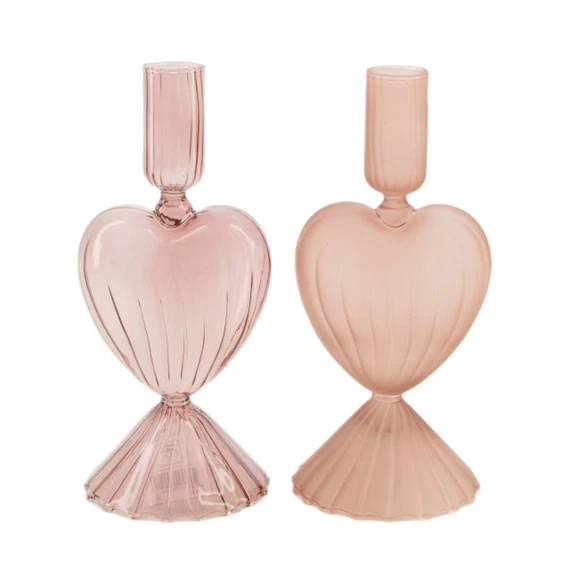 Gyertyatartó szív alakú 9x9x20 cm 2féle