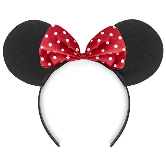 Fejpánt Minnie egér műanyag, textil fekete, piros