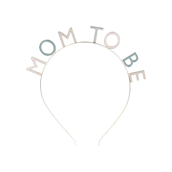 Fejpánt "Mom to be" felirattal műanyag 18 cm rózsaszín, kék