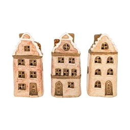 Ház világító ablakkal, LED-es 5x5x11,1 cm 3 féle