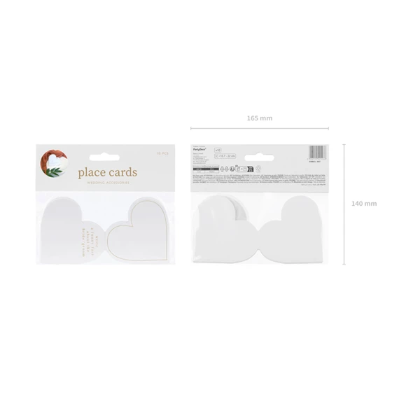 Helykártya szívek 15,7x22 cm fehér S/10
