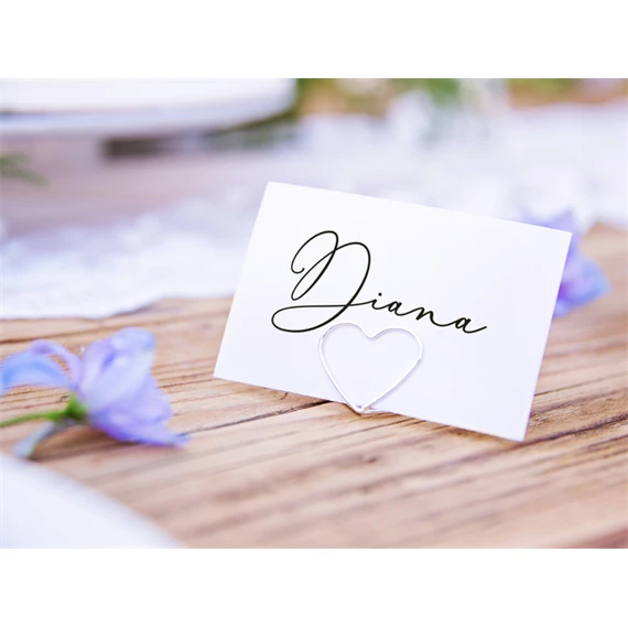 Helykártya tartó szívek ezüst 2,5 cm S/10