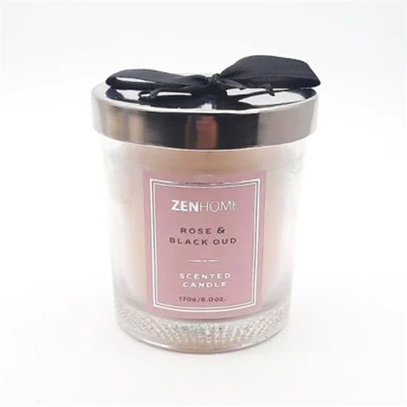 Illatgyertya masnis fedővel - Rózsa és Fekete oud 170 gr/db