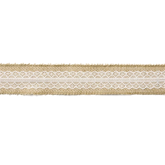 Juta szalag csipkével 5x500 cm
