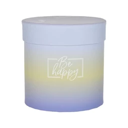 Kalapdoboz "Be happy" felirattal 11x11 cm
