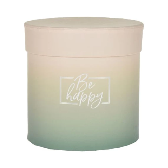 Kalapdoboz "Be happy" felirattal 11x11 cm