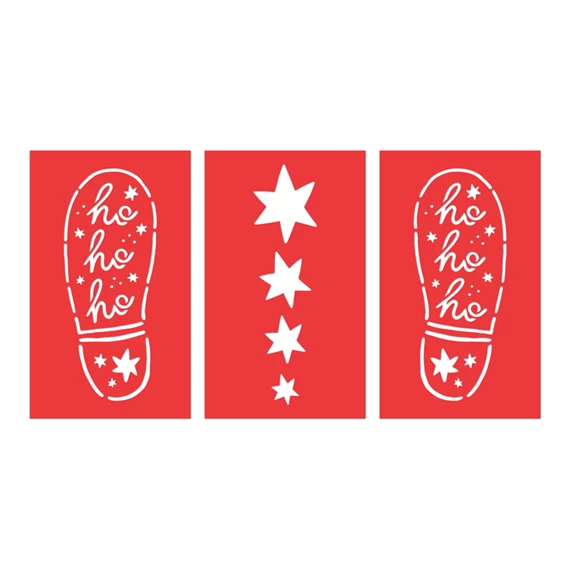 Karácsonyi dekoráció - mikulás lábnyom sablonok 16,5x27,5 cm mix S/3