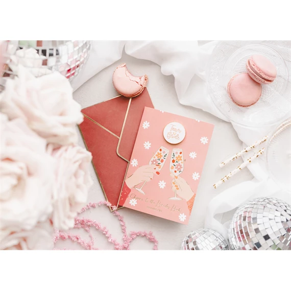 Kártya zománc kitűzővel bride team, 10,5x15 cm