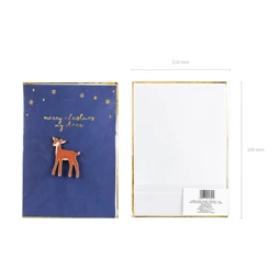 Kártya zománc kitűzővel szarvas, 10,5x14,8 cm