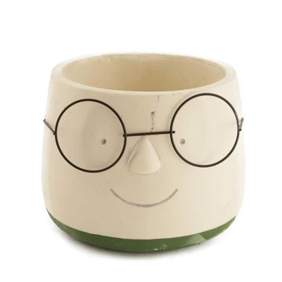 Kaspó arccal, szemüveggel 9x9x7 cm