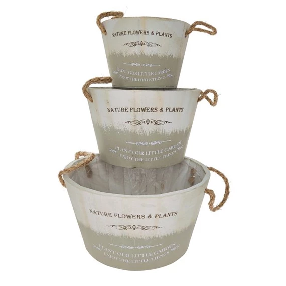 Kaspó füllel, feliratos 21x12 cm S/3