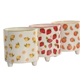 Kaspó szett gyümölcsök 13,5x13,5x15 cm 3 féle S/2