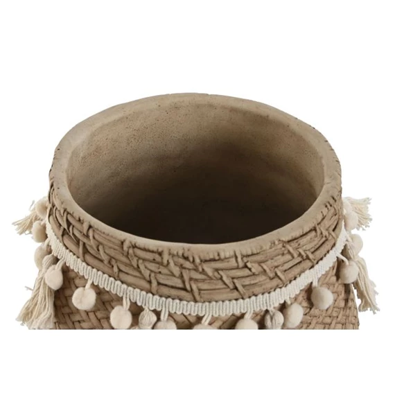 Kaspó szett pomponnal 30x29x25 cm S/2