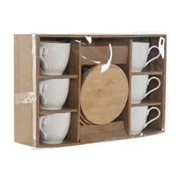 Kávés készlet bambusz alátéttel 11x8x7 cm S/6