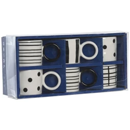 Kávés készlet, pöttyös, csíkos 25x12x7 cm S/6