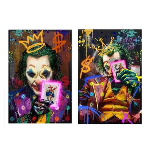 Kép keretes, LED-es Joker, kézzel festett 83x3x123 cm 2 féle