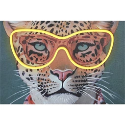 Kép keretes, LED-es gepárd, kézzel festett 63x3x93 cm 2 féle