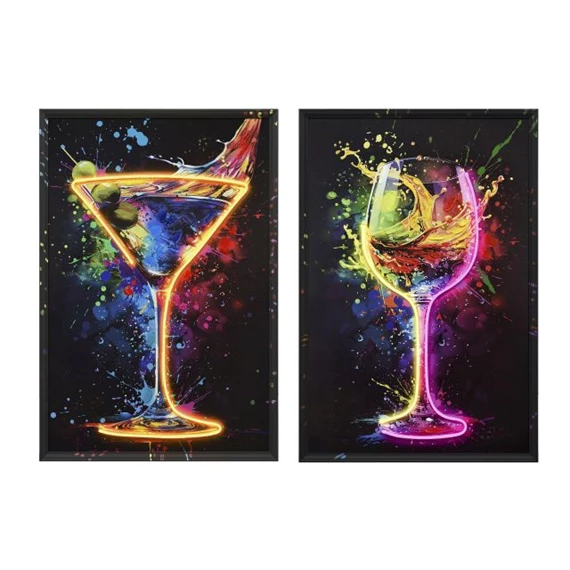 Kép keretes, LED-es koktél 63x3,7x93 cm 2 féle