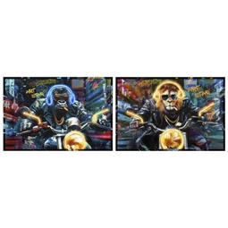 Kép keretes, kézzel festett, LED-es, gorilla 123x3x83 cm 2 féle