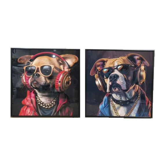 Kép keretes, kutya 50x3,5x50 cm 2 féle