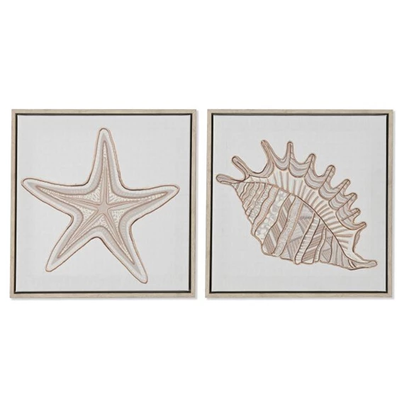 Kép keretes, tengeri csillag, kagyló 3D-s 30x3,5x30 cm 2 féle