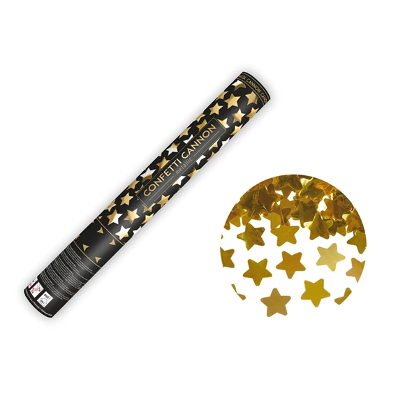 Konfetti ágyú csillagokkal arany 40 cm