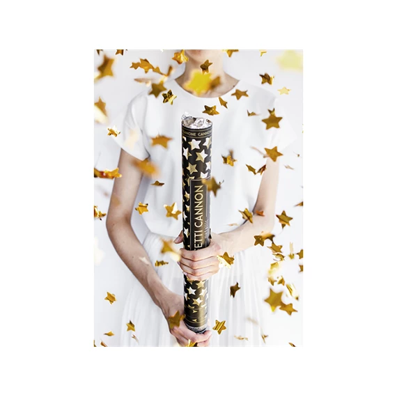 Konfetti ágyú csillagokkal arany 80 cm